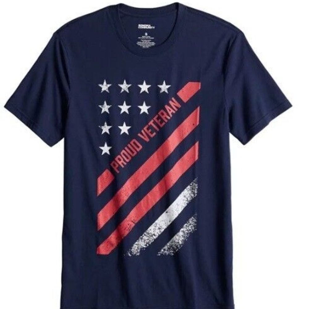 Military Proud Veteran Tee T-Shirt Medium American Flag Sonoma NWT
